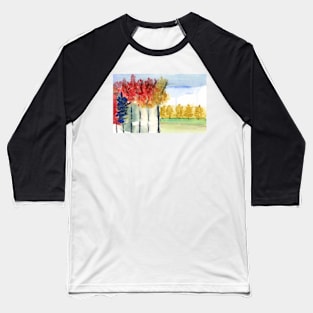 Fall Trees Abstract Art Print Baseball T-Shirt